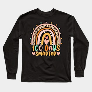 100 Days Smarter Rainbow Happy 100Th Day Of School Teacher Long Sleeve T-Shirt